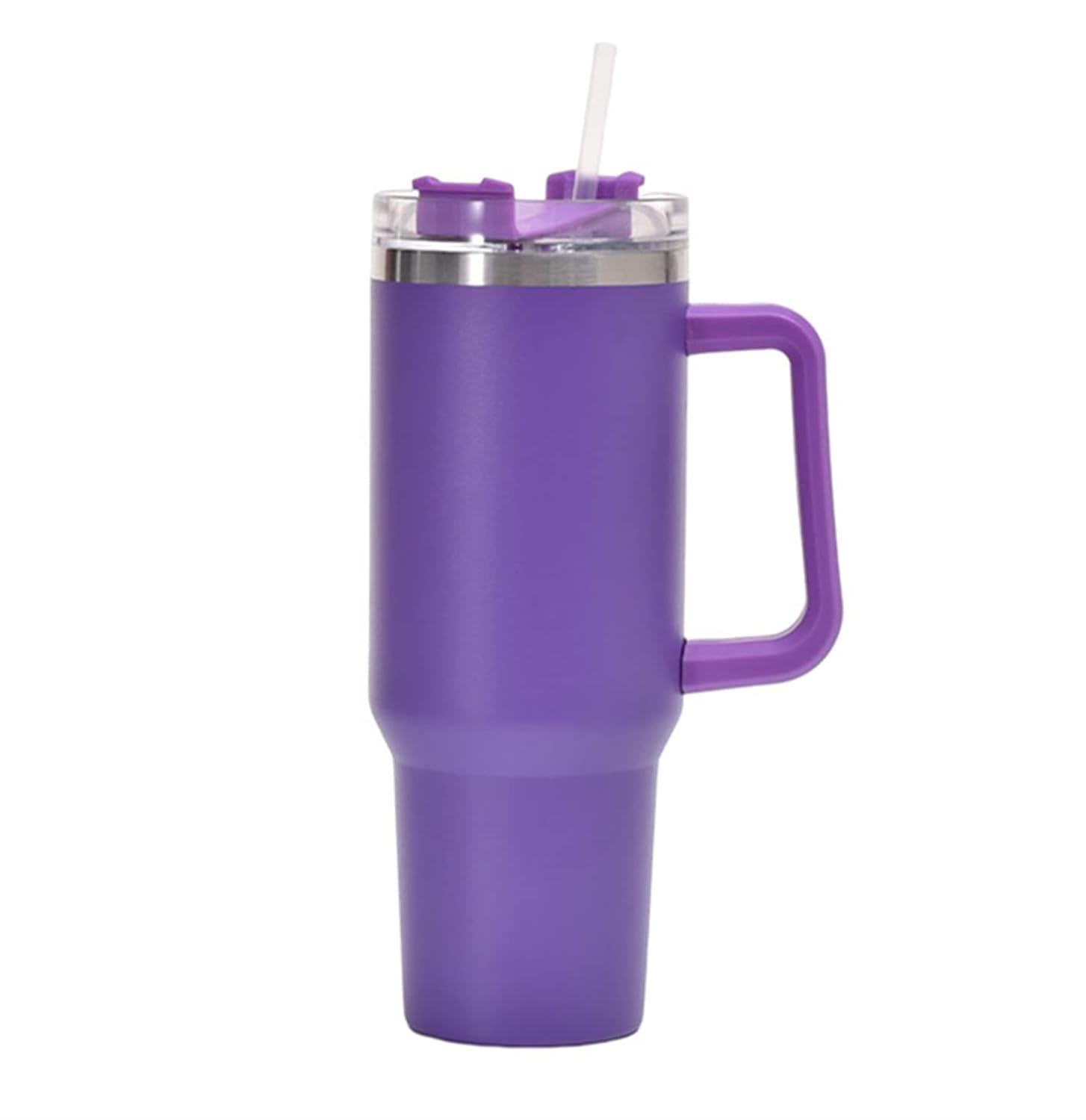 40oz Insulated Travel Mug Tumbler With Handle and Straw, Stainless Steel Double Wall Vacuum Cup Keep Drink Cold and Hot (Purple)
