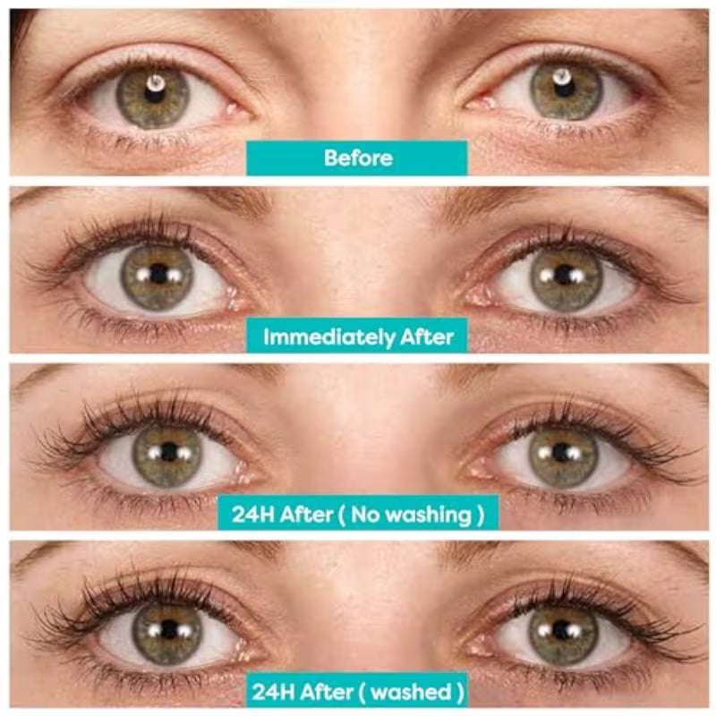 Lash lift kit with growth serum, 32 pcs curling eyelash perm kit with perm lotions, eye gel patches, glue, mascara brushes, cotton swabs and multisize size lift pads