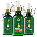 Improved Vitamin C Hyaluronic Acid Retinol Serum Set of 3 (1 Fl Oz each) Brightening, Face Firming, Hydrating Skincare Routine Kit, Anti Wrinkle, Dark Circle Remover Unisex Facial Care Kit