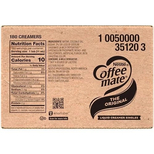 Nestle Coffee mate Coffee Creamer Liquid Creamer Singles, Original, 180 Count